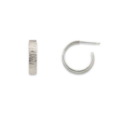 Ippolita Thick Hammered Round Hoop Earrings in Sterling Silver