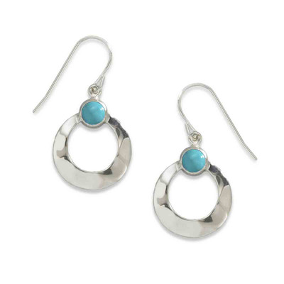 Sterling Silver Hoop and Faceted Cloudy Aquamarine Earring 