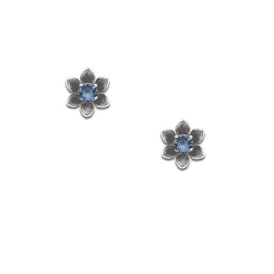 Sterling Silver Birthstone Flower Earrings Sterling Silver Birthstone Flower Earrings