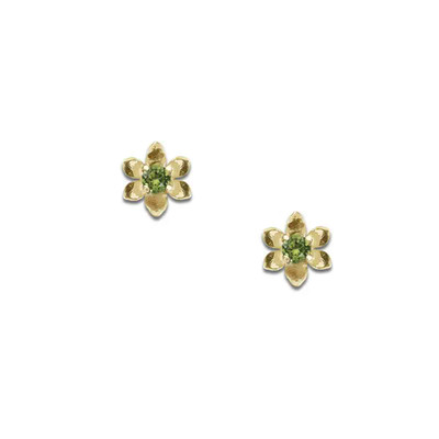 14k Gold Birthstone Flower Earrings 14k Gold Birthstone Flower Earrings