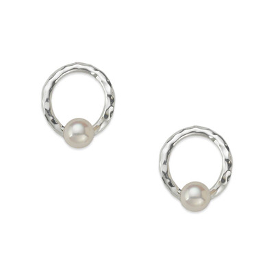 Sterling Silver Circle Earrings with Pearl Sterling Silver Circle Earrings with Pearl