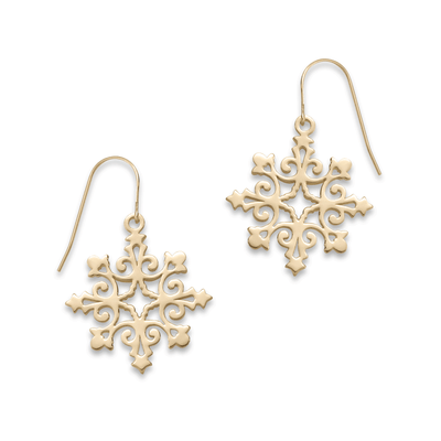 14K Gold 2024 Angel Wing Snowflake Earrings 14K Gold 2024 Angel Wing Snowflake Earrings