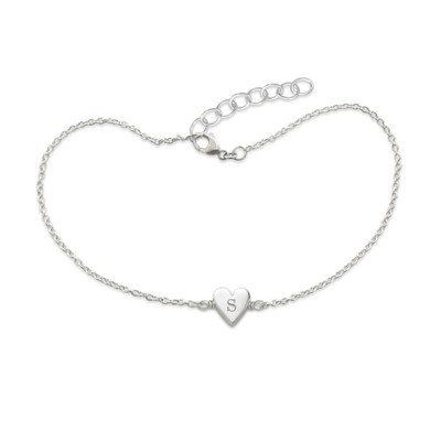 Sterling Silver Initial Heart Bracelet