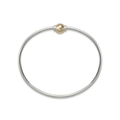 Sterling Silver & 14k Gold Screw Clasp Bracelet Sterling Silver & 14k Gold Screw Clasp Bracelet