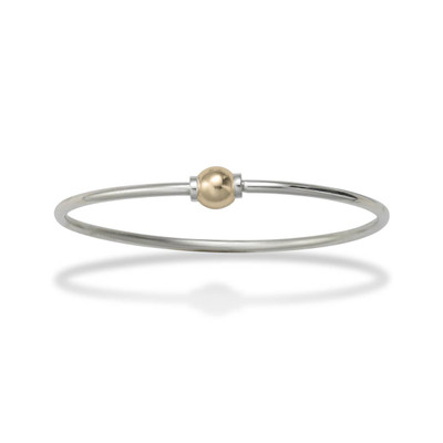 Sterling Silver & 14k Gold Screw Clasp Bracelet