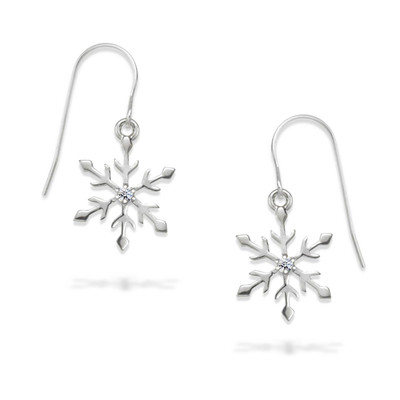 Sterling Silver Genuine Diamond Snowflake Earrings Sterling Silver Genuine Diamond Snowflake Earrings