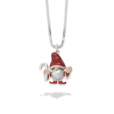 Sterling Silver Gnome Pearl Pendant Charm