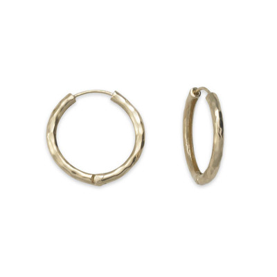 14K Gold Touchstone Huggie Hoops Medium