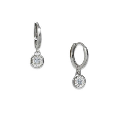 Sterling Silver Solaris Lab Created Diamond Huggie Earrings Sterling Silver Solaris Lab Created Diamond Huggie Earrings
