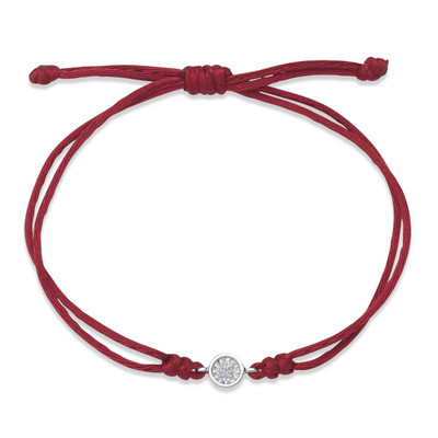 Sterling Silver Solaris Lab Created Diamond Red Cord Bracelet Sterling Silver Solaris Lab Created Diamond Red Cord Bracelet