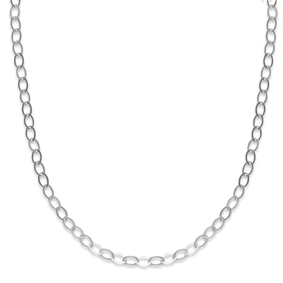 Sterling Silver Flat Oval Link Necklace 