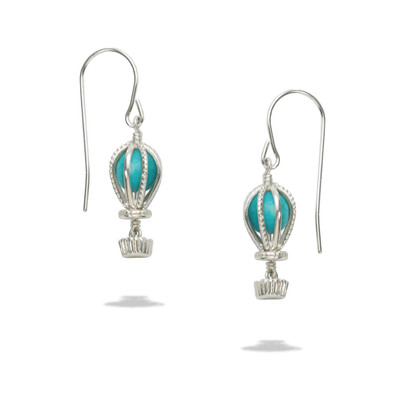 Sterling Silver Up & Away Turquoise Hot Air Balloon Earrings Sterling Silver Up & Away Turquoise Hot Air Balloon Earrings