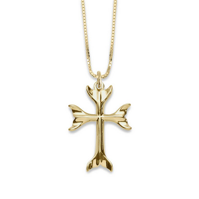 14k Gold Whale Tail Cross Pendant 14k Gold Whale Tail Cross Pendant