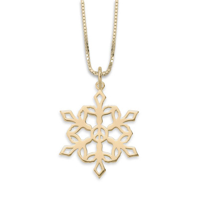 14K Gold 2025 Dove of Peace Snowflake Pendant