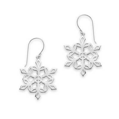 Sterling Silver 2025 Dove of Peace Snowflake Earrings