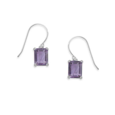 Sterling Silver Amethyst Emerald Cut Earrings Sterling Silver Amethyst Emerald Cut Earrings