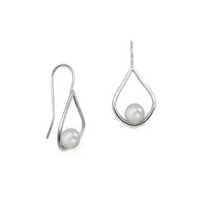 Sterling Silver Pearl Looped Earrings