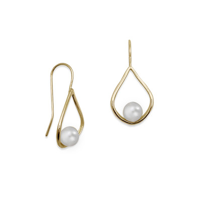 14K Gold Pearl Looped Earrings