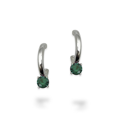 Sterling Silver Birthstone Hoop Earrings