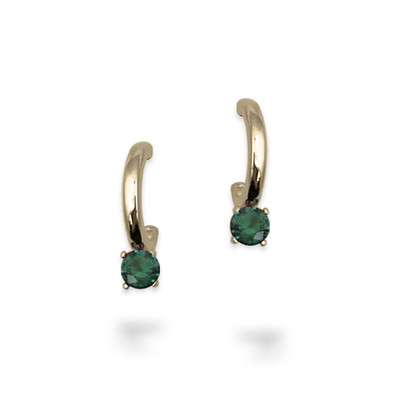 14K Gold Birthstone Hoop Earrings