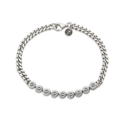 Sterling Silver White Topaz Curb Chain Bracelet