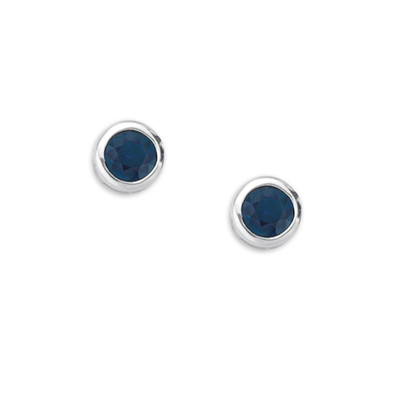 Sterling Silver Bezel Set Sapphire Post Earrings Sterling Silver Bezel Set Sapphire Post Earrings