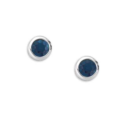 Sterling Silver Bezel-Set Sapphire Post Earrings