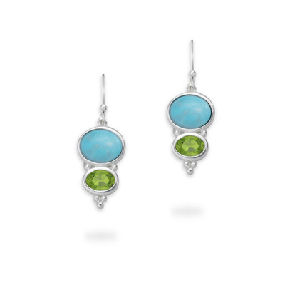 Sterling Silver Turquoise & Peridot Earrings