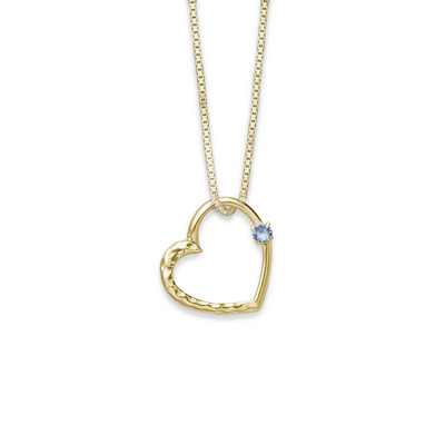 14K Gold Family Birthstone Heart Pendant 1 Stone