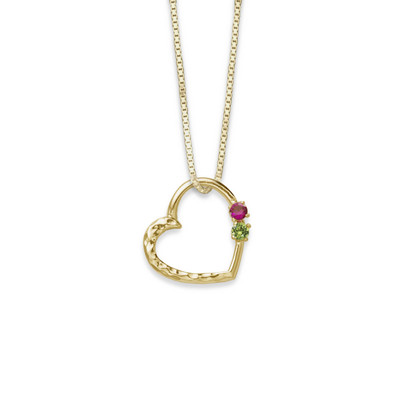 14k gold heart pendant 2 birthstones