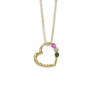 14k gold heart pendant 3 birthstones