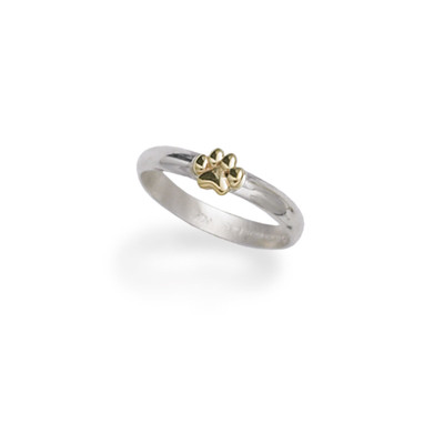 Sterling Silver & 14k Gold Paw Print Ring