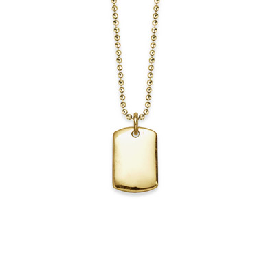 14K Gold Personalized Dog Tag Pendant