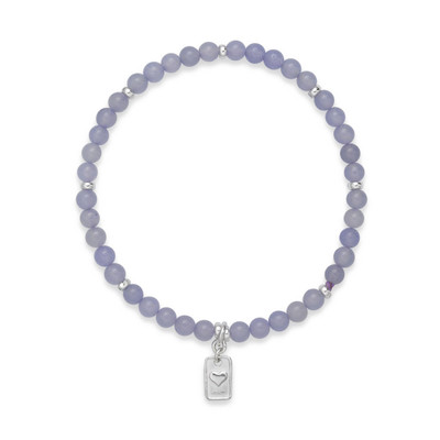 Sterling Silver Chalcedony Bead Stretch Bracelet