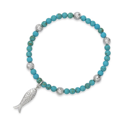 Sterling silver turquoise fish bracelet