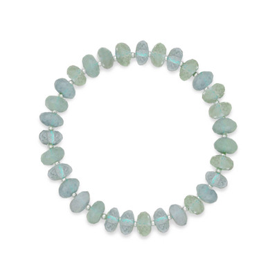 Sterling Silver Aquamarine Faceted Rondel Bead Bracelet