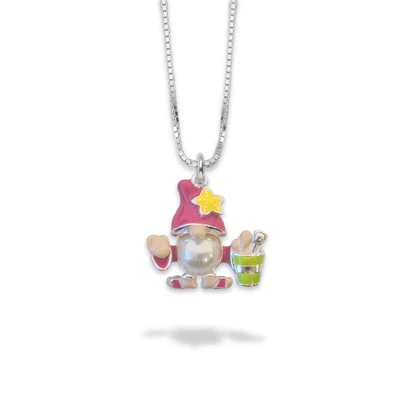 Sterling Silver Summer Gnome Pearl Pendant