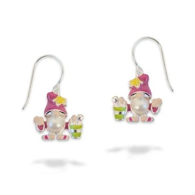 Sterling Silver Summer Gnome Pearl Earrings