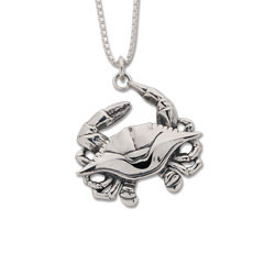 Beautiful Sterling Silver Blue Crab Pendant