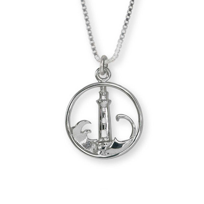 Sterling Silver Lighthouse Safety Symbol Pendant Sterling Silver Lighthouse Safety Symbol Pendant