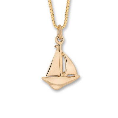 14K Gold Sloop Pendant