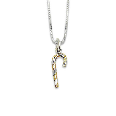 Sterling Silver & 14K Gold Candy Cane Pendant