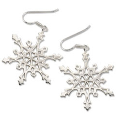 Sterling Silver 2004 Snowflake Earrings with a circle of Hearts Sterling Silver 2004 Snowflake Earrings with a circle of Hearts
