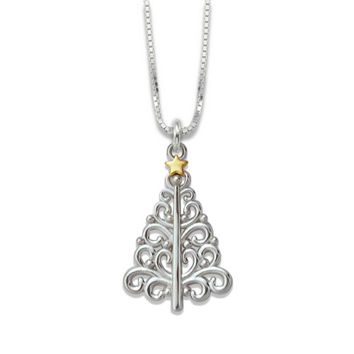 1/2 CT. T.W. Enhanced Green and White Diamond Christmas Tree Pendant in  Sterling Silver with 14K Gold Plate | Zales