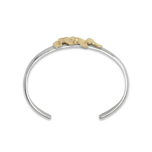 Sterling Silver & 14k Gold Ginkgo Cuff Bracelet