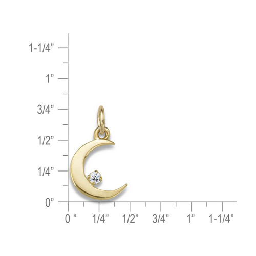 14k Gold Crescent Moon Diamond Pendant - J.H. Breakell and Co.
