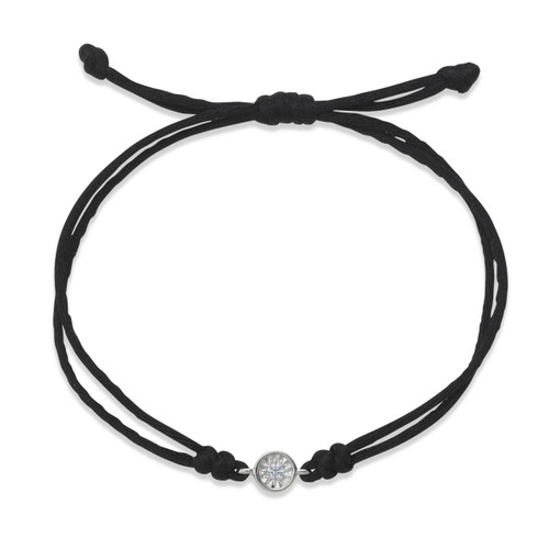 Sterling Silver Solaris Lab Created Diamond Black Cord Bracelet