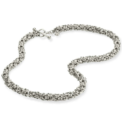 Sterling Silver 4mm Fancy Byzantine Chain Necklace - 134RRC | JTV.com