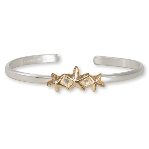 Get Classy Sterling Silver & 14k Gold Starfish Trio Cuff Bracelet