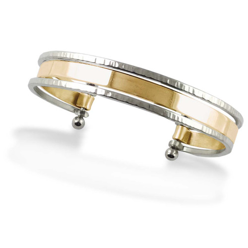 Sterling Silver & 14K Gold Stacked Cuff Bracelet - JH